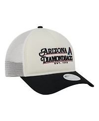 New Era Women's Light Beige/Black Arizona Diamondbacks Retro 9FORTY M-Crown A-Frame Trucker Adjustable Hat