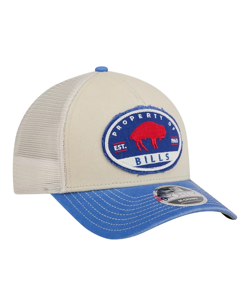 New Era Men's Natural Buffalo Bills Frayed M-Crown A-Frame 9FORTY Adjustable Hat