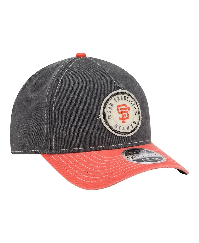 New Era Men's Black/Orange San Francisco Giants Felt M-Crown 9FORTY Adjustable Hat