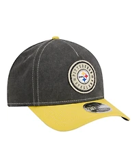 New Era Men's Black/Gold Pittsburgh Steelers 9FORTY Felt A-Frame Adjustable Hat
