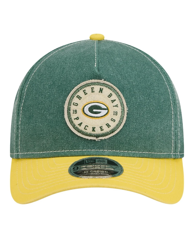New Era Men's Green/Gold Green Bay Packers 9FORTY Felt A-Frame Adjustable Hat