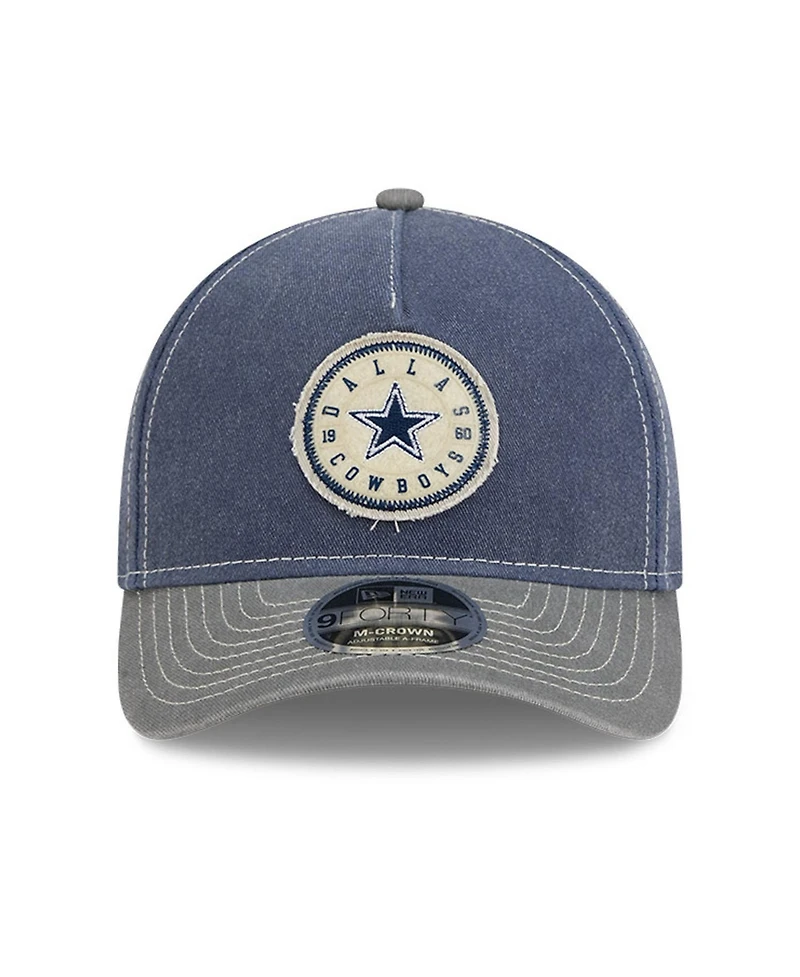 New Era Men's Navy/Gray Dallas Cowboys 9FORTY Felt A-Frame Adjustable Hat