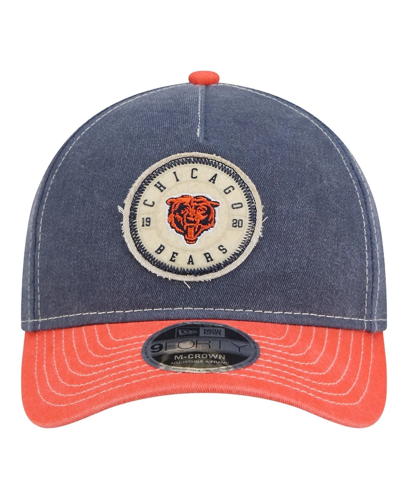 New Era Men's Navy/Orange Chicago Bears 9FORTY Felt A-Frame Adjustable Hat