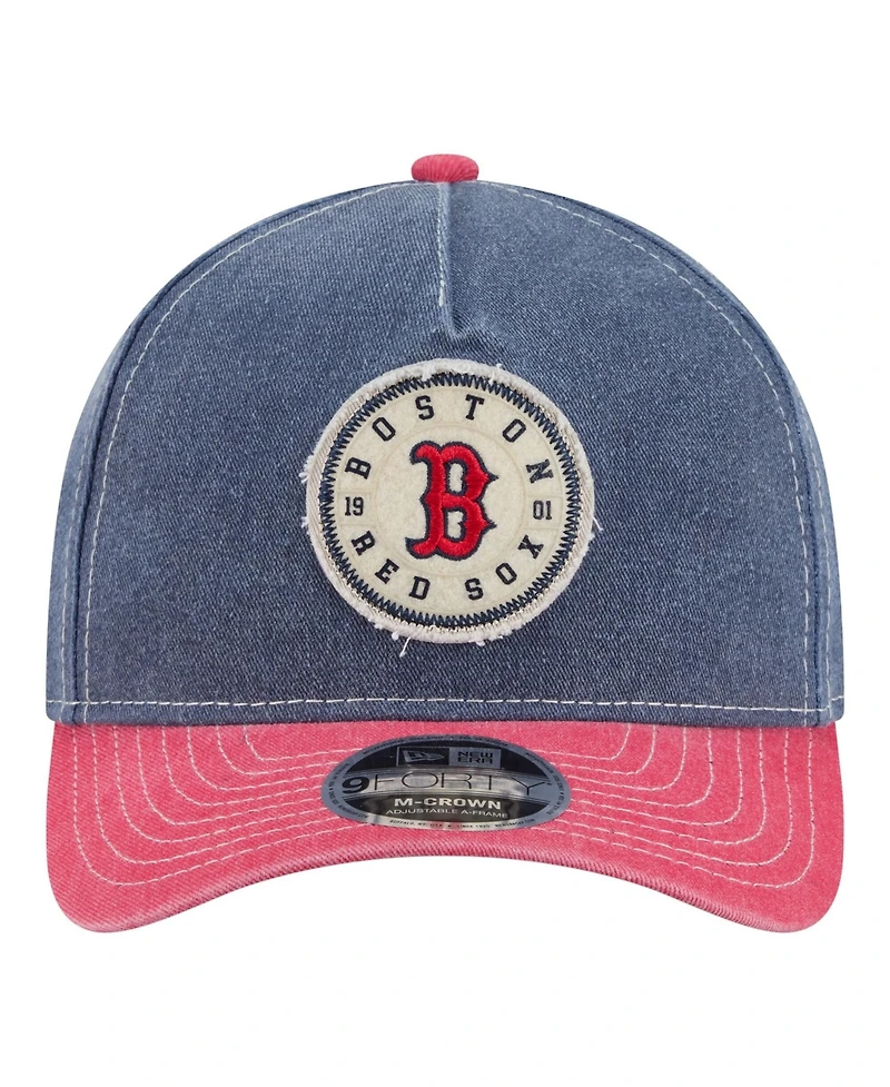 New Era Men's Navy/Red Boston Red Sox Felt M-Crown 9FORTY Adjustable Hat