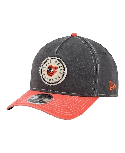 New Era Men's Black/Orange Baltimore Orioles Felt M-Crown 9FORTY Adjustable Hat