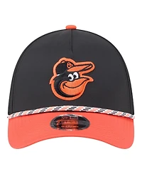 New Era Men's Black/Orange Baltimore Orioles Rope M-Crown A-Frame 39THIRTY Flex Hat