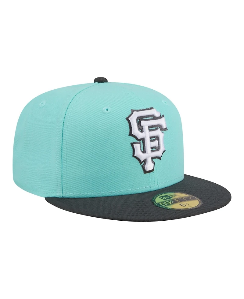 New Era Men's Turquoise/Charcoal San Francisco Giants Two-Tone Color Pack 59FIFTY Fitted Hat