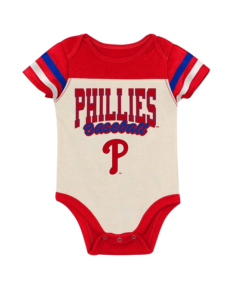 Outerstuff Baby Boys and Girls Red Philadelphia Phillies Up One Three-Piece Bodysuit, Bib Booties Set