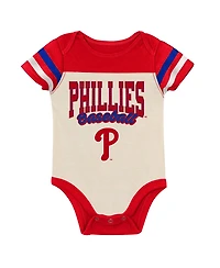 Outerstuff Baby Boys and Girls Red Philadelphia Phillies Up One Three-Piece Bodysuit, Bib Booties Set
