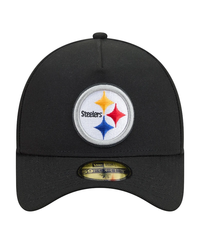 New Era Men's Black Pittsburgh Steelers A-Frame 59FORTY Fitted Hat