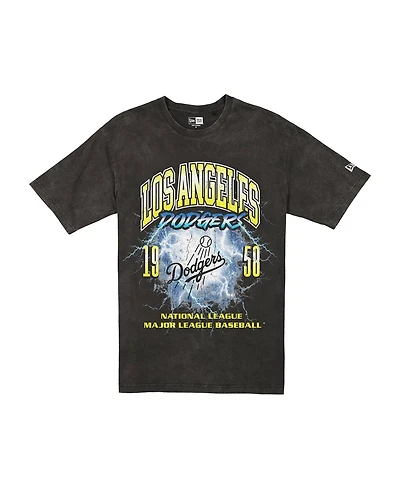New Era Men's Black Los Angeles Dodgers Lightning Round Mineral Wash T-Shirt