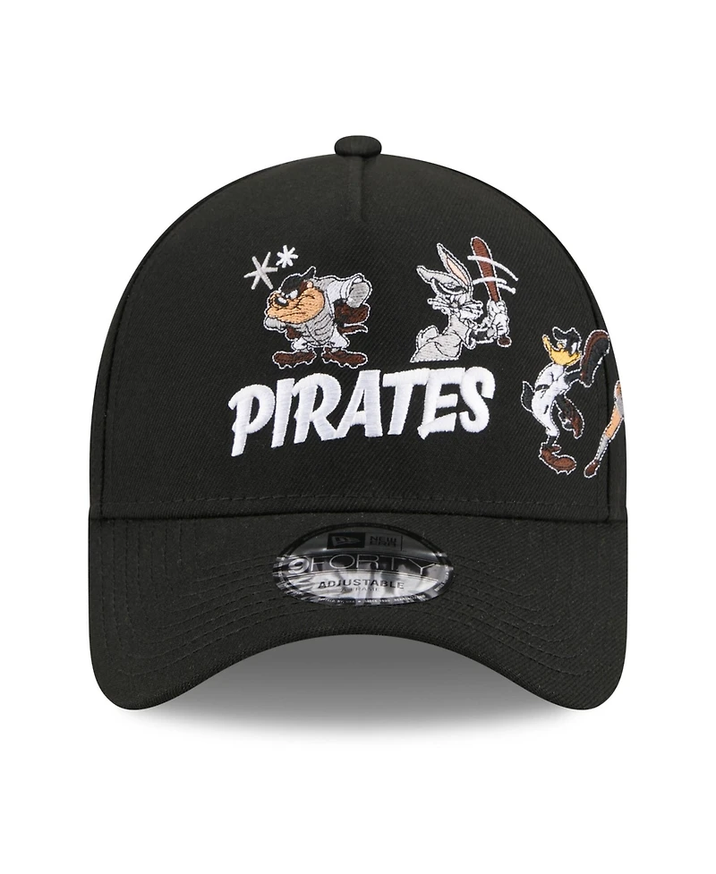 New Era Big Boys and Girls Black Pittsburgh Pirates Looney Tunes A-Frame 9FORTY Adjustable Hat