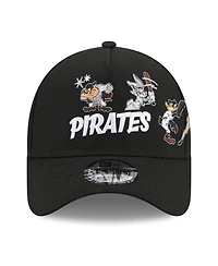 New Era Big Boys and Girls Black Pittsburgh Pirates Looney Tunes A-Frame 9FORTY Adjustable Hat