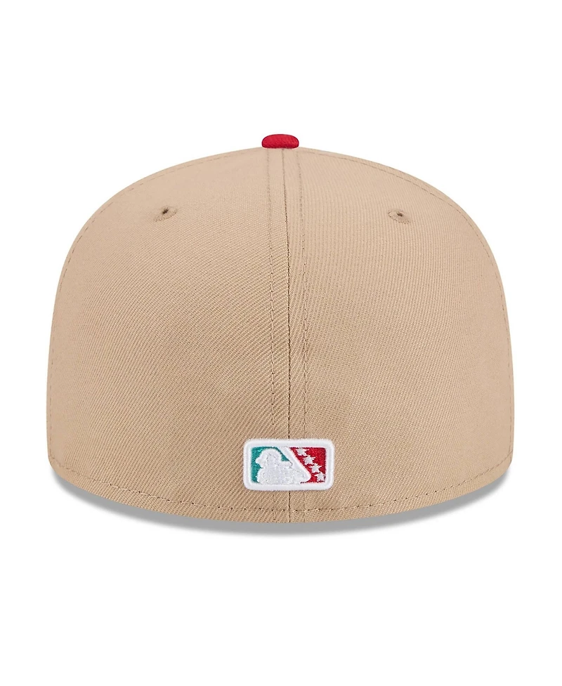 New Era Men's Light Beige/Light Blue Pensacola Wahoo's 2026 Copa De La Diversion 59FIFTY Fitted Hat