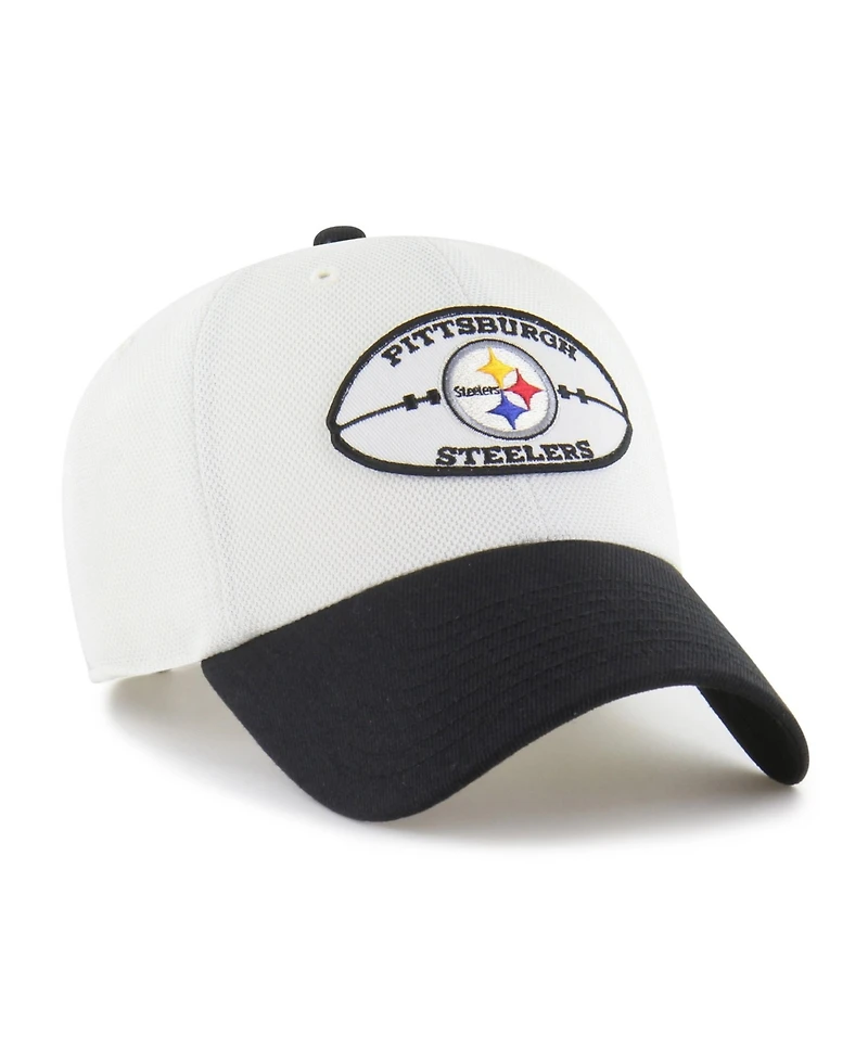 47 Brand Men's White/Black Pittsburgh Steelers Pique Patch Clean Up Adjustable Hat