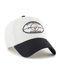 47 Brand Men's White/Black Pittsburgh Steelers Pique Patch Clean Up Adjustable Hat