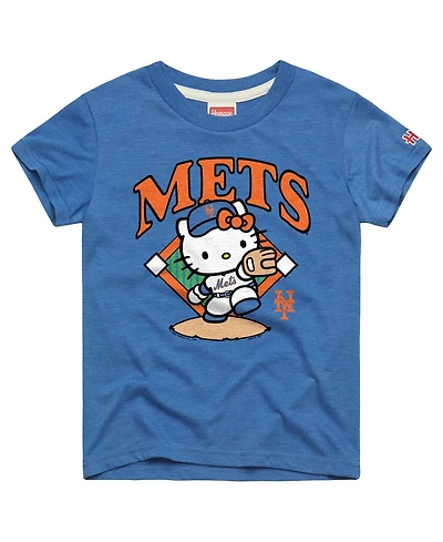 Homage Big Boys and Girls Royal New York Mets Hello Kitty x Mlb Tri-Blend T-Shirt