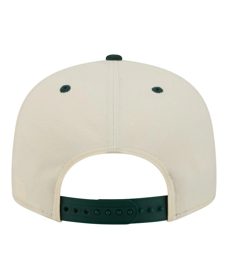 New Era Men's Cream Athletics Oversized Slogan 9FIFTY Snapback Hat