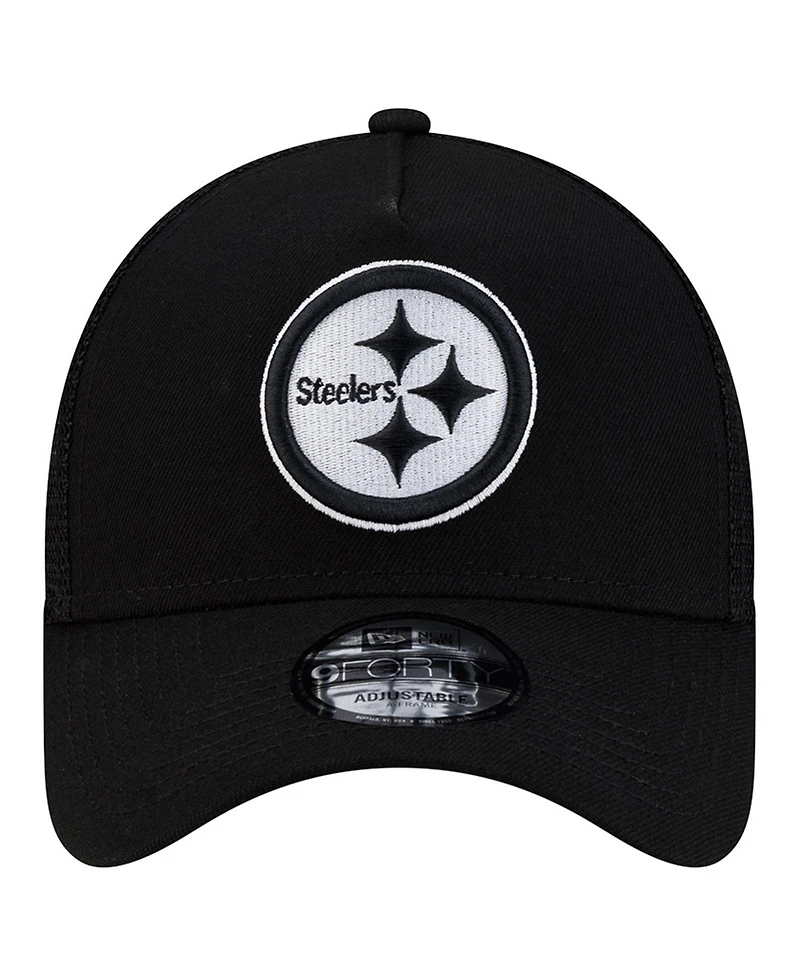New Era Men's Black Pittsburgh Steelers City Script 9FORTY A-Frame Adjustable Hat