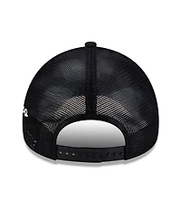 New Era Men's Black Chicago White Sox Side Script 9FORTY A-Frame Trucker Adjustable Hat