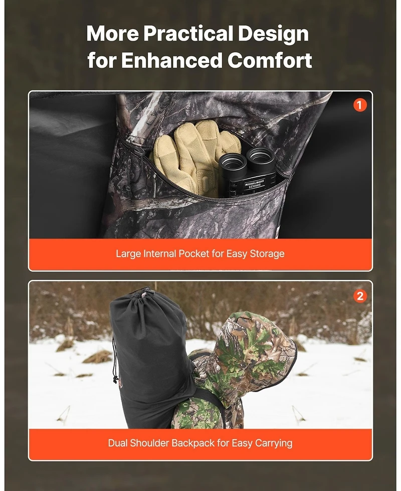 Sugift Single Person Hunting Blind Portable Concealed Shelter with Silent Zipper Door