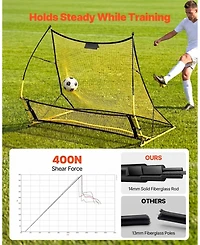 Sugift 2-in-1 Soccer Goal Rebounder Net with Fiberglass Poles and Iron Pipe