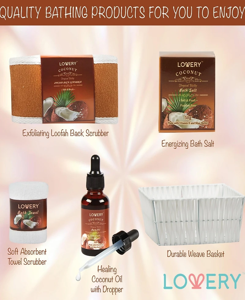 Lovery 9-Piece Tropical Milky Coconut Bath Gift Set