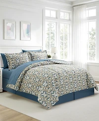 Macy's Blockprint Trellis Reversible Microfiber 8-piece Comforter Set