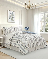 Macy's Floral Stripe Reversible Microfiber 8-piece Comforter Set