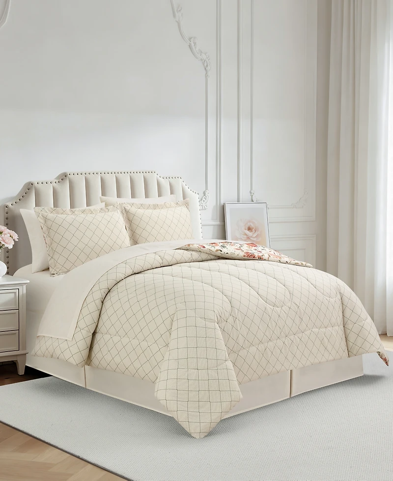 Macy's Helena Floral Reversible Microfiber 8-piece Comforter Set