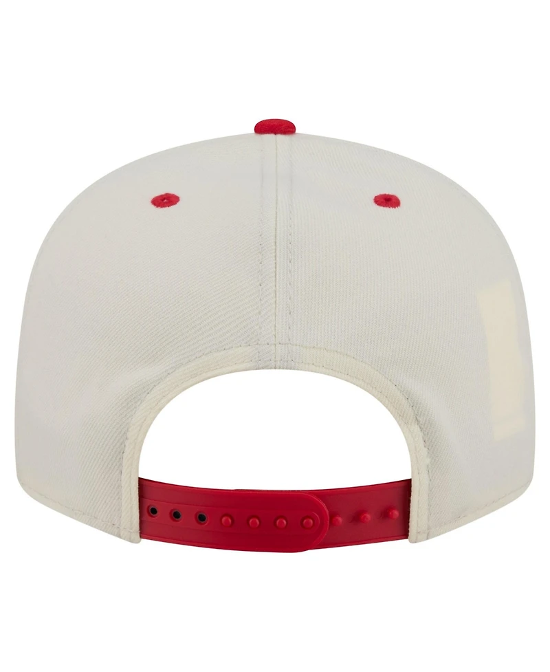 New Era Men's Cream Kansas City Chiefs Oversized Slogan 9FIFTY Snapback Hat