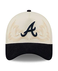 New Era Men's Stone Atlanta Braves Western Stitch 9FORTY A-Frame Adjustable Hat