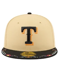 New Era Men's Light Beige Texas Rangers Two-Tone Embroidered Visor 59FIFTY Fitted Hat