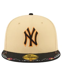 New Era Men's Light Beige York Yankees Two-Tone Embroidered Visor 59FIFTY Fitted Hat