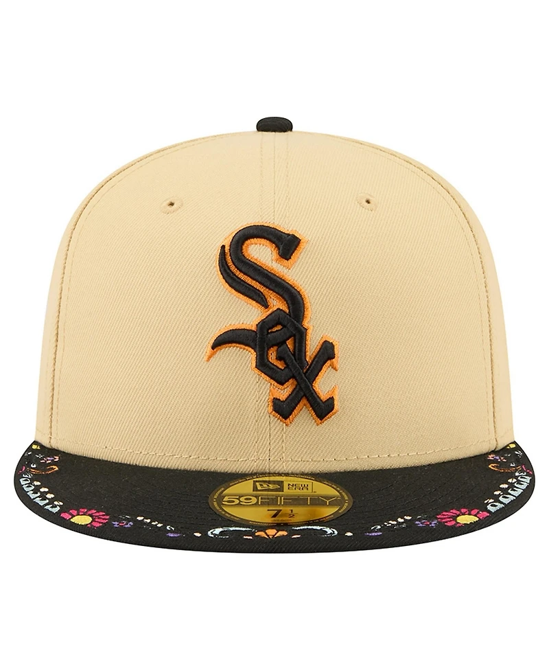 New Era Men's Light Beige Chicago White Sox Two-Tone Embroidered Visor 59FIFTY Fitted Hat