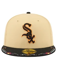New Era Men's Light Beige Chicago White Sox Two-Tone Embroidered Visor 59FIFTY Fitted Hat