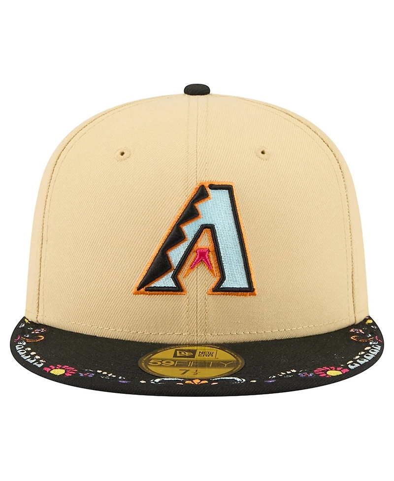 New Era Men's Light Beige Arizona Diamondbacks Two-Tone Embroidered Visor 59FIFTY Fitted Hat