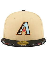 New Era Men's Light Beige Arizona Diamondbacks Two-Tone Embroidered Visor 59FIFTY Fitted Hat