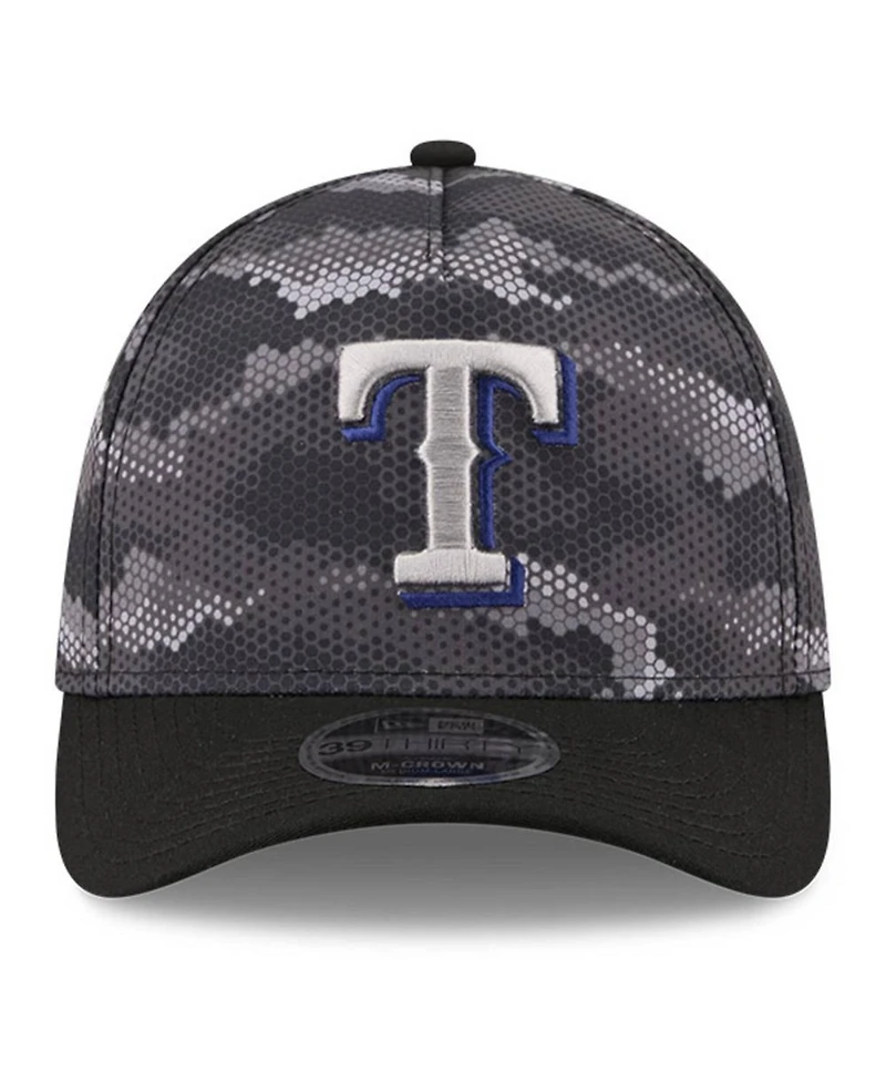 New Era Men's Black Texas Rangers Camo 39THIRTY A-Frame Flex Hat