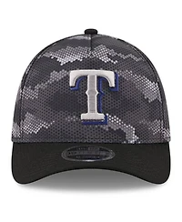New Era Men's Black Texas Rangers Camo 39THIRTY A-Frame Flex Hat