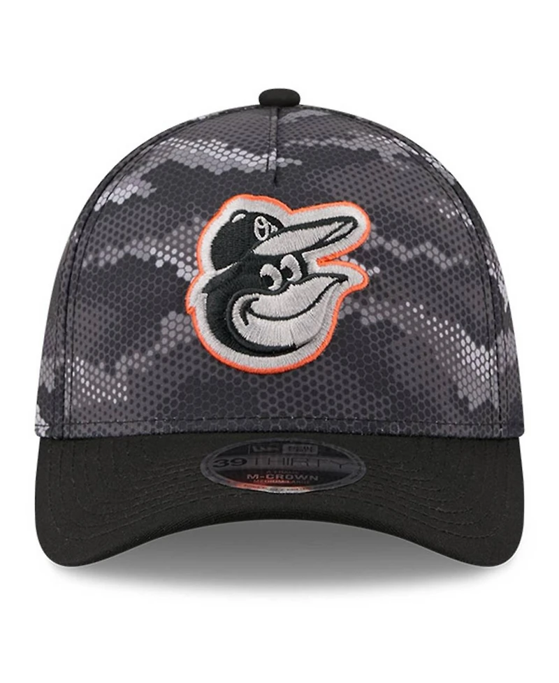 New Era Men's Black Baltimore Orioles Camo 39THIRTY A-Frame Flex Hat