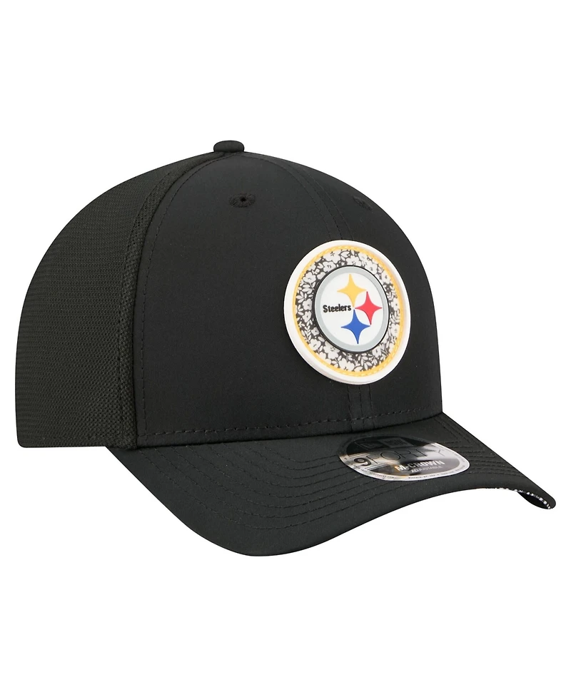New Era Men's Black Pittsburgh Steelers Floral 9FORTY M-Crown Trucker Adjustable Hat