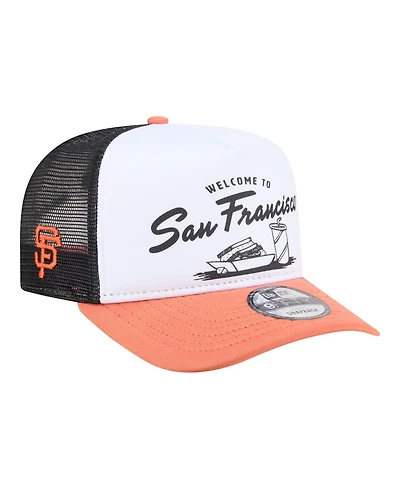 New Era Men's White/Orange San Francisco Giants Foodie A-Frame 9FIFTY Trucker Snapback Hat