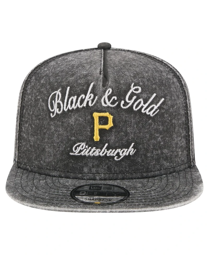 New Era Men's Black Pittsburgh Pirates City Slogan A-Frame 9FIFTY Snapback Hat