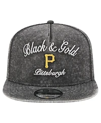 New Era Men's Black Pittsburgh Pirates City Slogan A-Frame 9FIFTY Snapback Hat