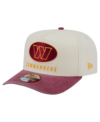 New Era Men's Cream/Burgundy Washington Commanders Washed A-Frame 9FIFTY Snapback Hat