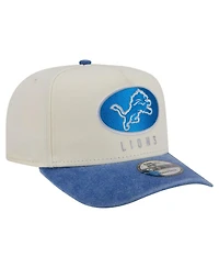 New Era Men's Cream/Blue Detroit Lions Washed A-Frame 9FIFTY Snapback Hat