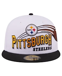 New Era Men's White/Black Pittsburgh Steelers Retro Swoop 59FIFTY Fitted Hat