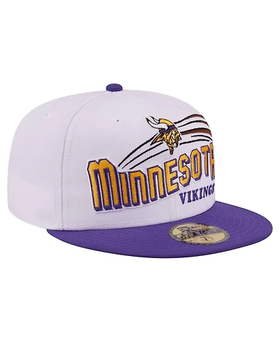 New Era Men's White/Purple Minnesota Vikings Retro Swoop 59FIFTY Fitted Hat
