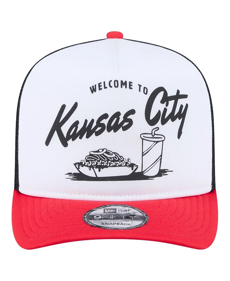 New Era Men's White/Red Kansas City Chiefs Foodie 9FIFTY A-Frame Trucker Snapback Hat